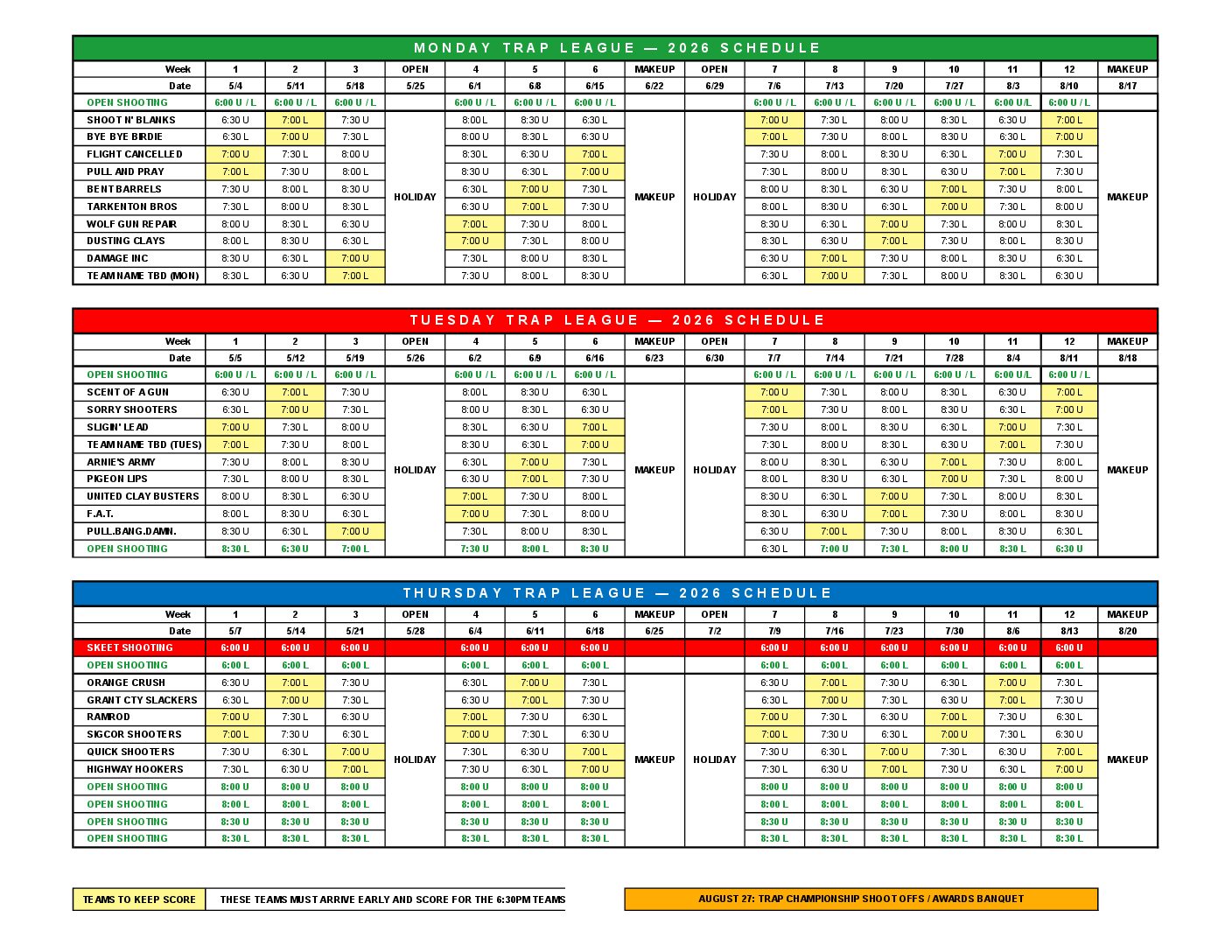 OSC Trap Schedule – 2026.03.29